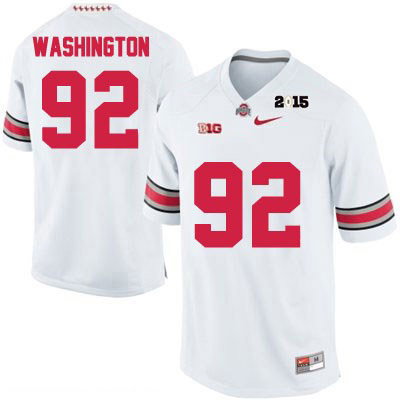 Men's NCAA Ohio State Buckeyes Adolphus Washington #92 College Stitched 2015 Patch Authentic Nike White Football Jersey TY20G85BU